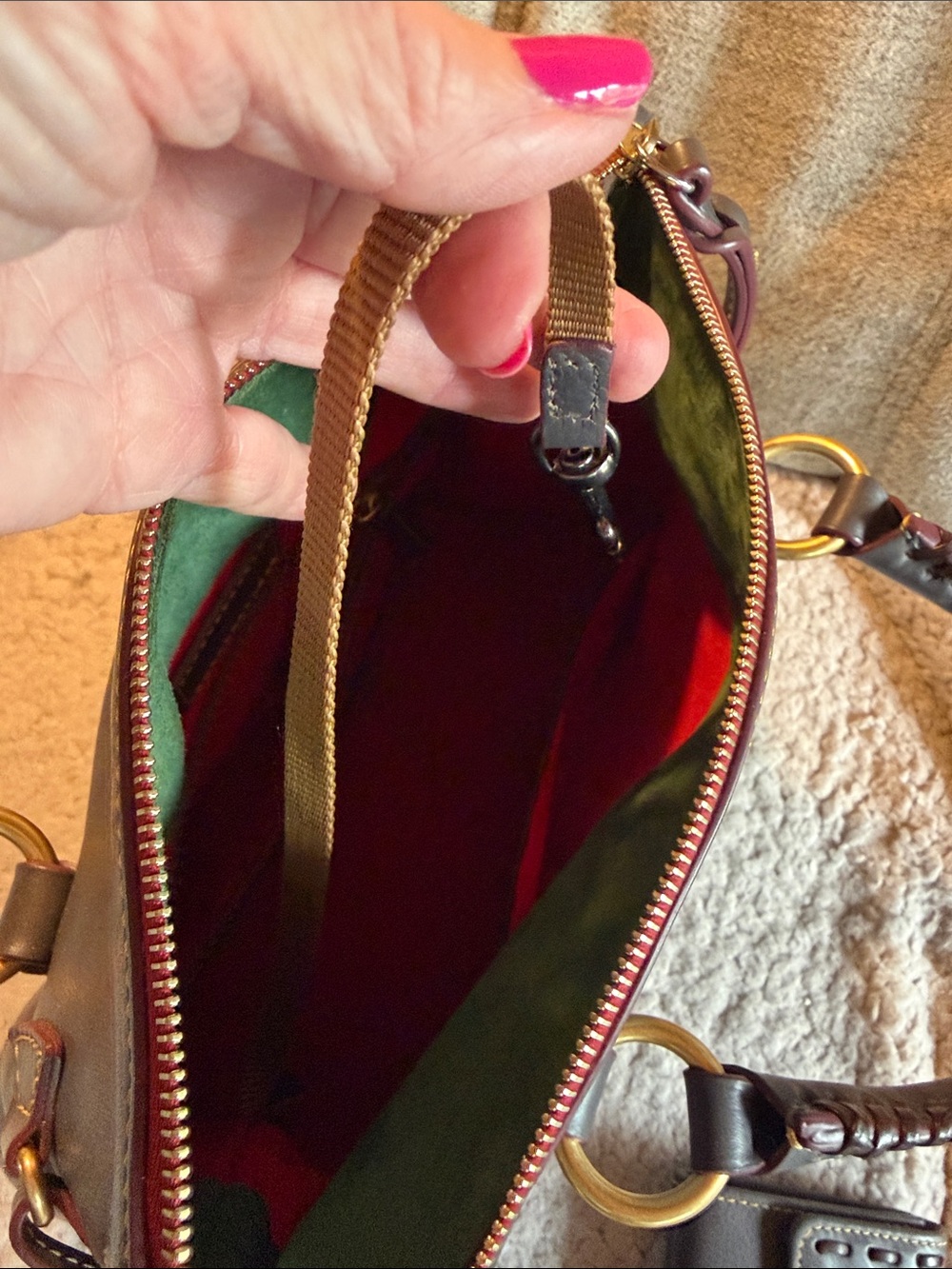 Dooney & Bourke Gray Leather Florentine Large Satchel with Wallet - Picture 8 of 11